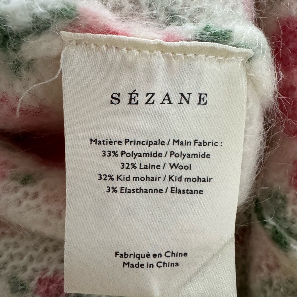 NWT SEZANE Amaya Wool Floral Jumper ecru multi S mohair - Picture 9 of 10